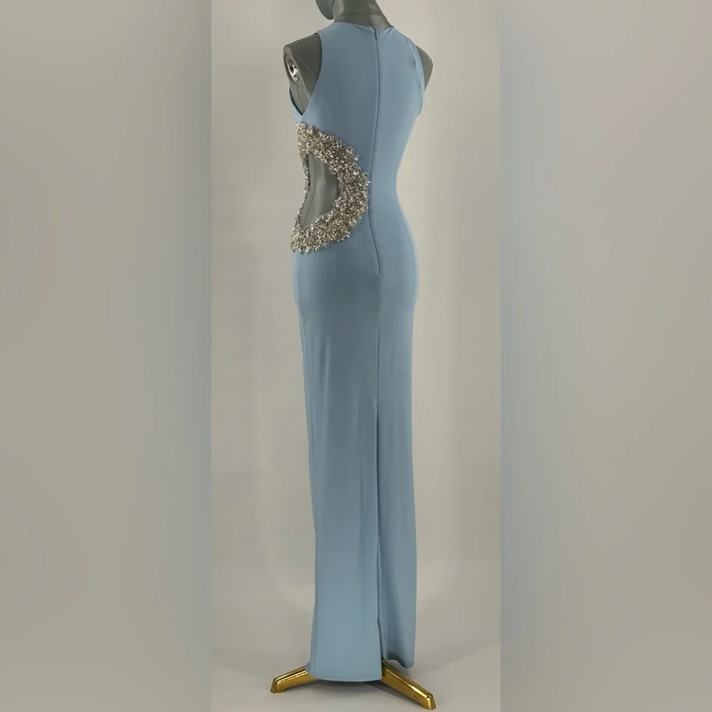 🆕 BRONX & BANCO 🧿 NWOT Camila Rhinestone Cutout Maxi, Powder Blue, Sz XS US 2 - Picture 9 of 16
